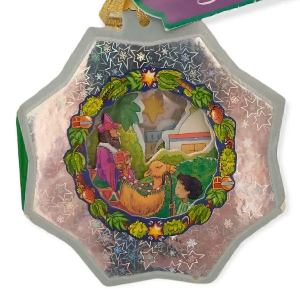 Vtg A Little Christmas Window Book Ornament The Star Nativity 1996 Metallic Kids